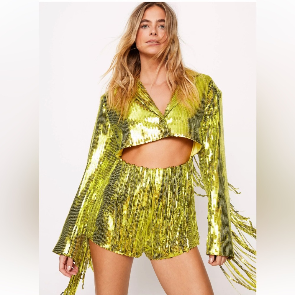 Nasty Gal Sequin Fringe Romper